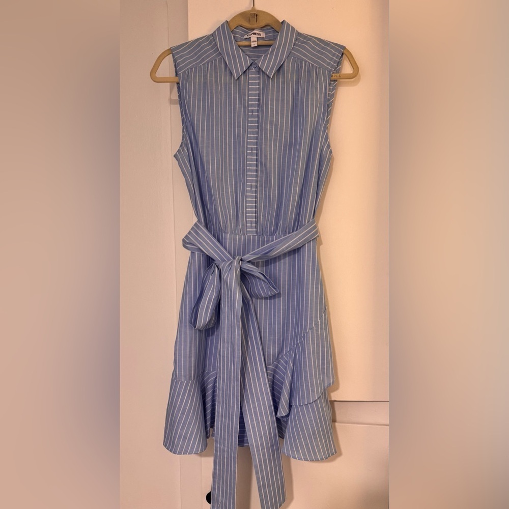 Express Striped Sleeveless Linen Blend Dress Size 6
